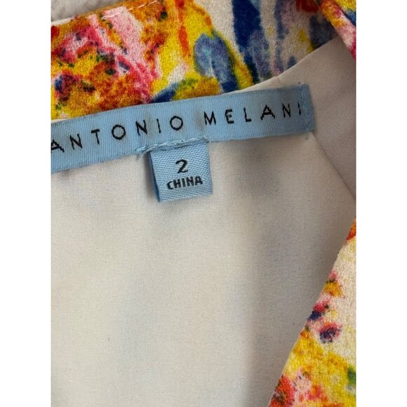 Antonio Melani Floral Print Cap Sleeve Dress With Zipper Accents Size 2 - Picture 7 of 14